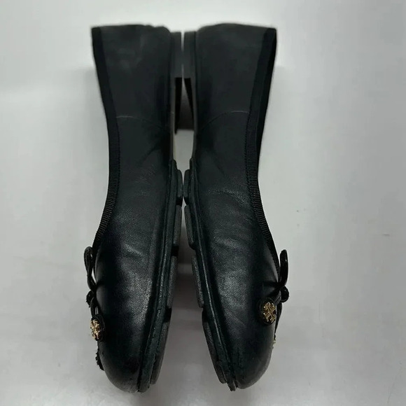 Tory Burch Laila Driver Nappa Leather Grosgrain Ballet Flats Shoes Black 8.5 - Picture 8 of 12